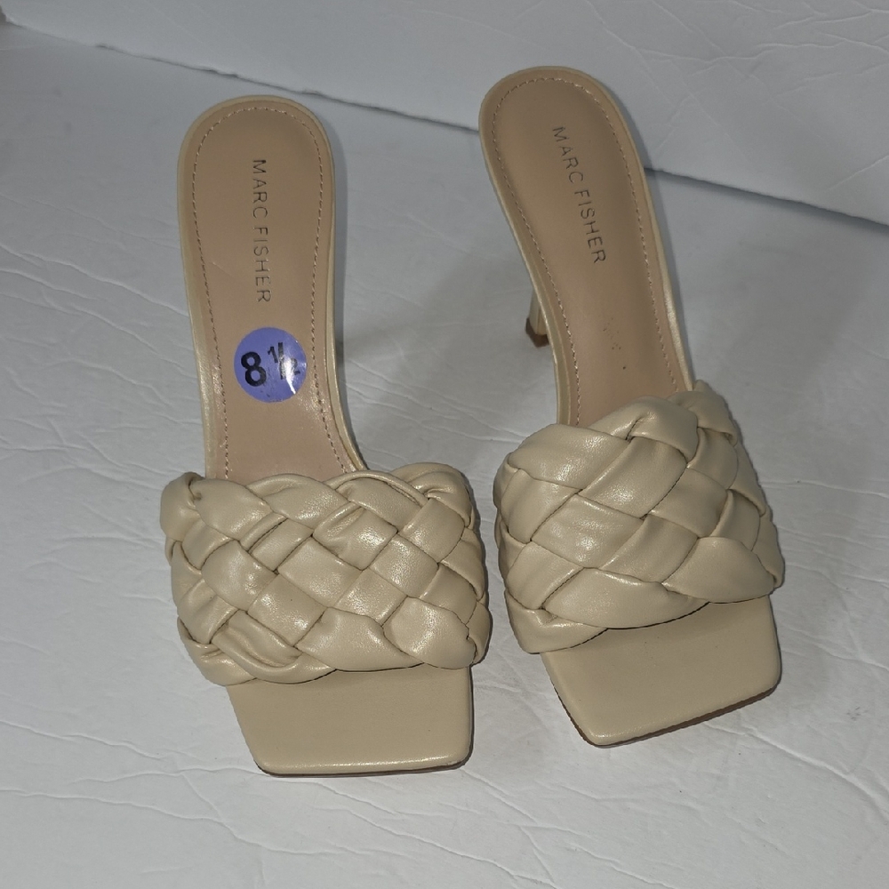 Marc Fisher Braided Slide Heels in Cream SZ 8.5